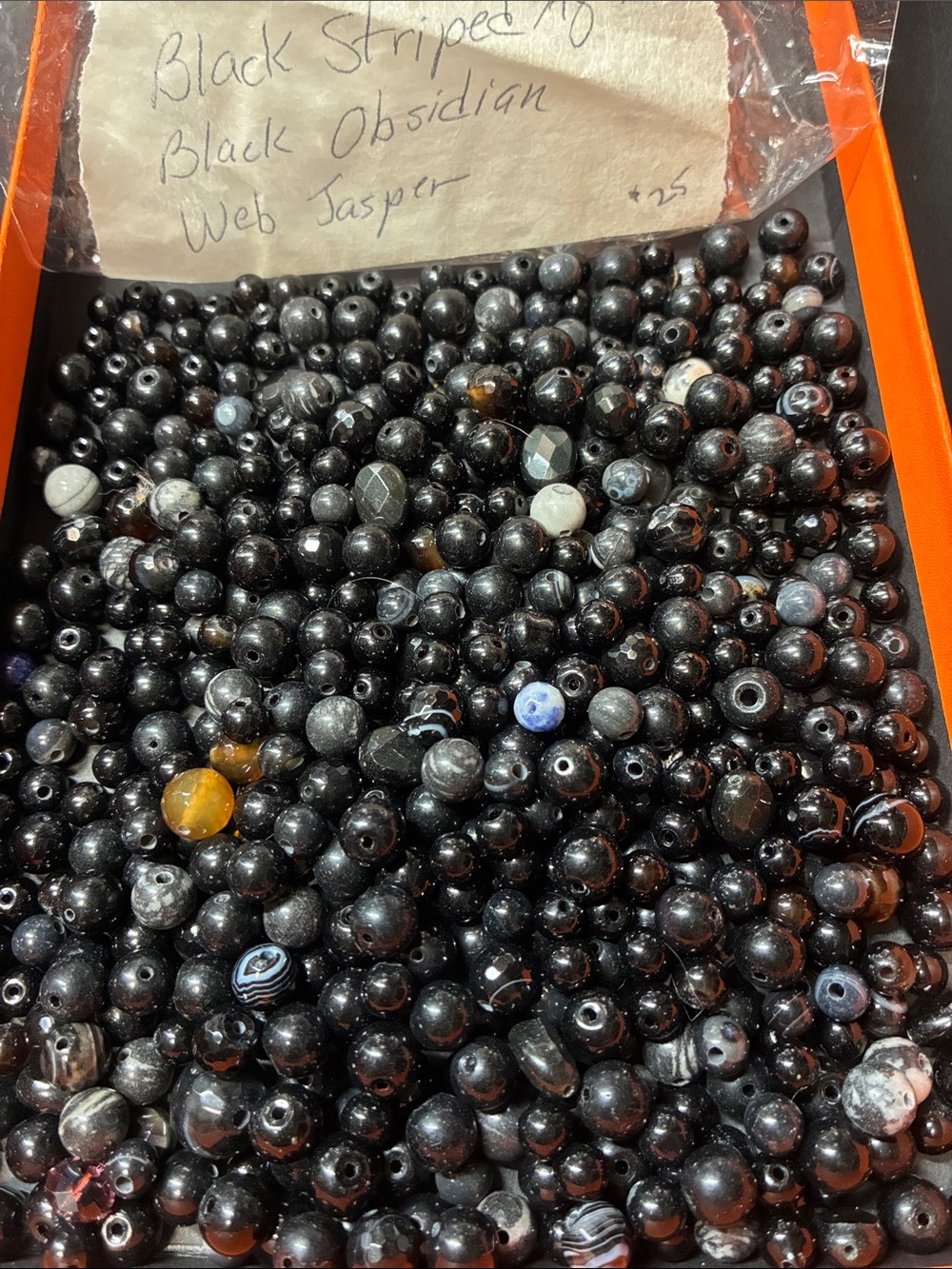 Lot of 2+ pounds of assorted black and grey gemstone beads - Picture 2 of 14